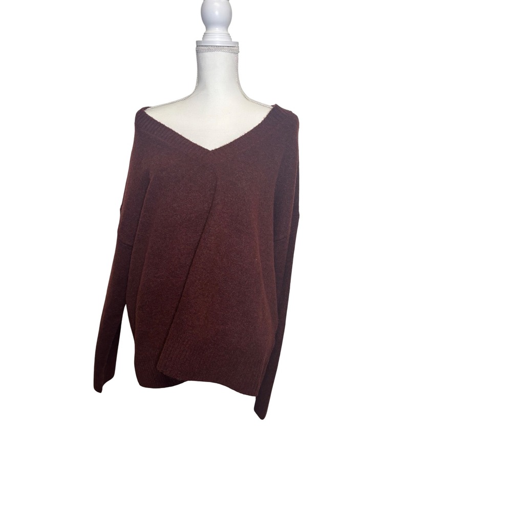 Lucky Brand Women's Maroon V-Neck Sweater Size XL